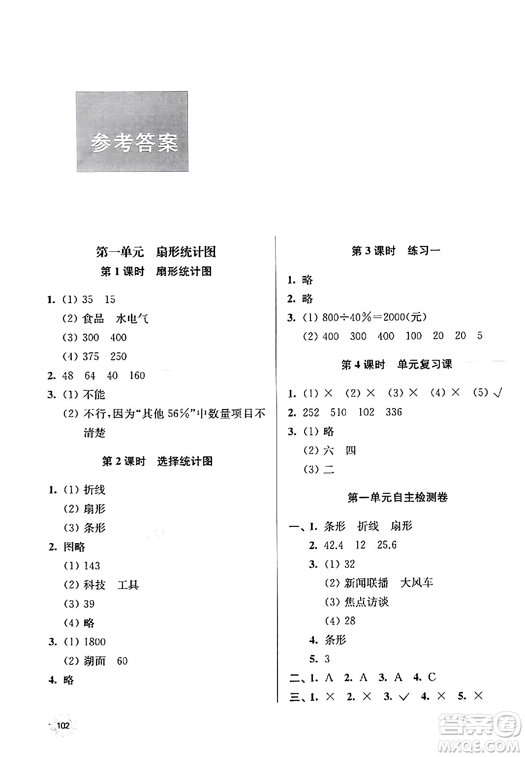 南京大學出版社2024年春課時天天練六年級數(shù)學下冊蘇教版答案