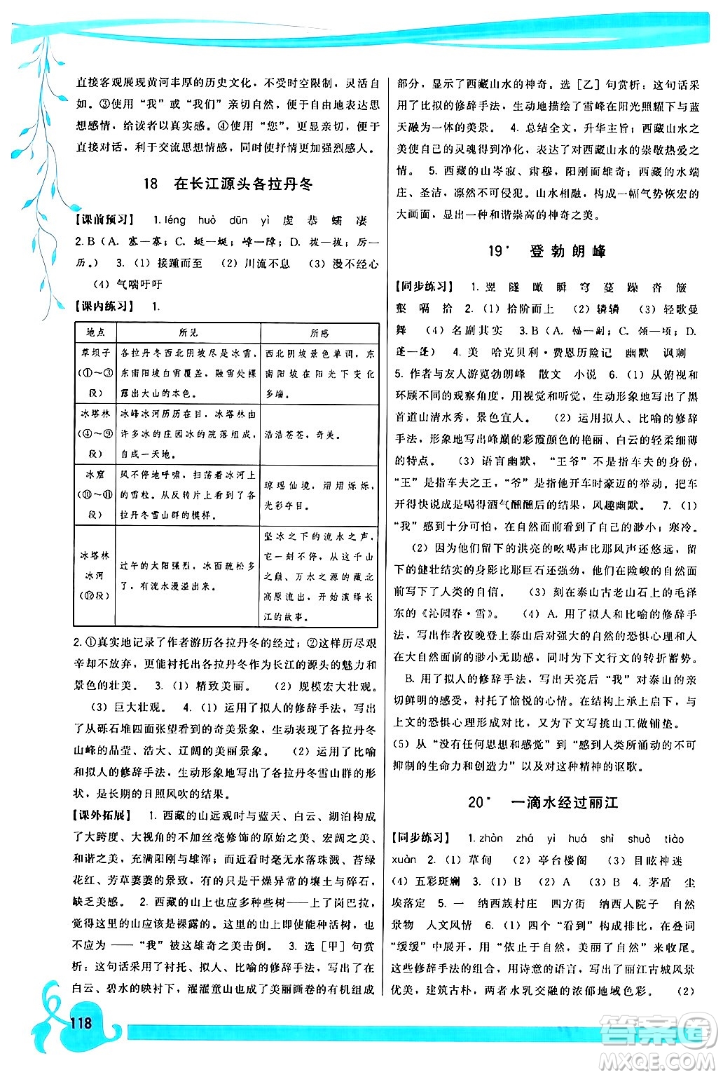 福建人民出版社2024年春頂尖課課練八年級(jí)語文下冊(cè)人教版答案