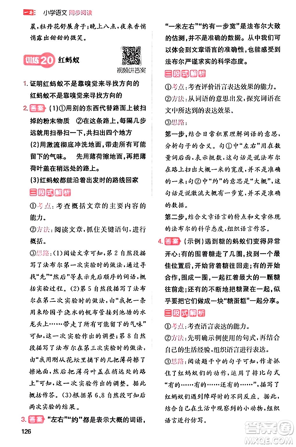 湖南教育出版社2024年春一本閱讀題小學(xué)語(yǔ)文同步閱讀三年級(jí)語(yǔ)文下冊(cè)通用版答案