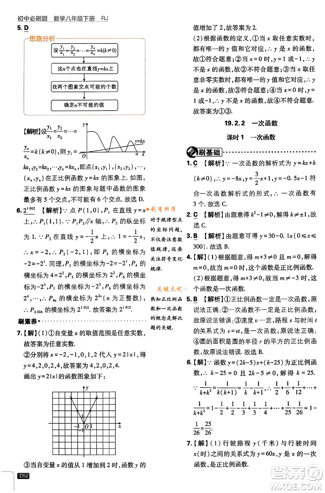 開明出版社2024年春初中必刷題八年級數(shù)學(xué)下冊人教版答案