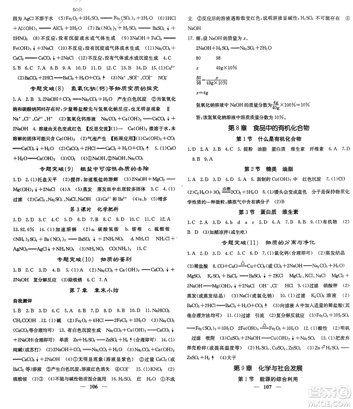 四川大學(xué)出版社2024年春課堂點(diǎn)睛九年級化學(xué)下冊滬教版參考答案