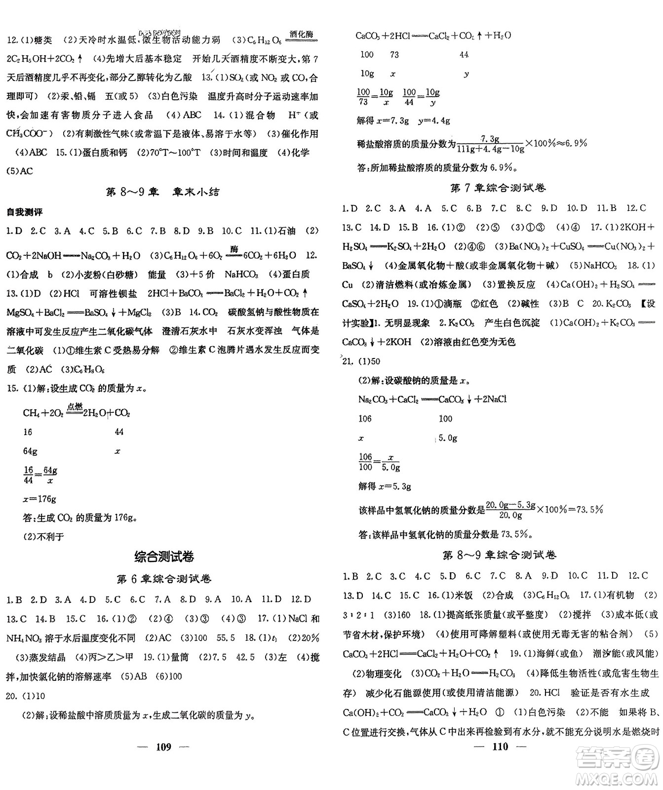 四川大學(xué)出版社2024年春課堂點(diǎn)睛九年級化學(xué)下冊滬教版參考答案