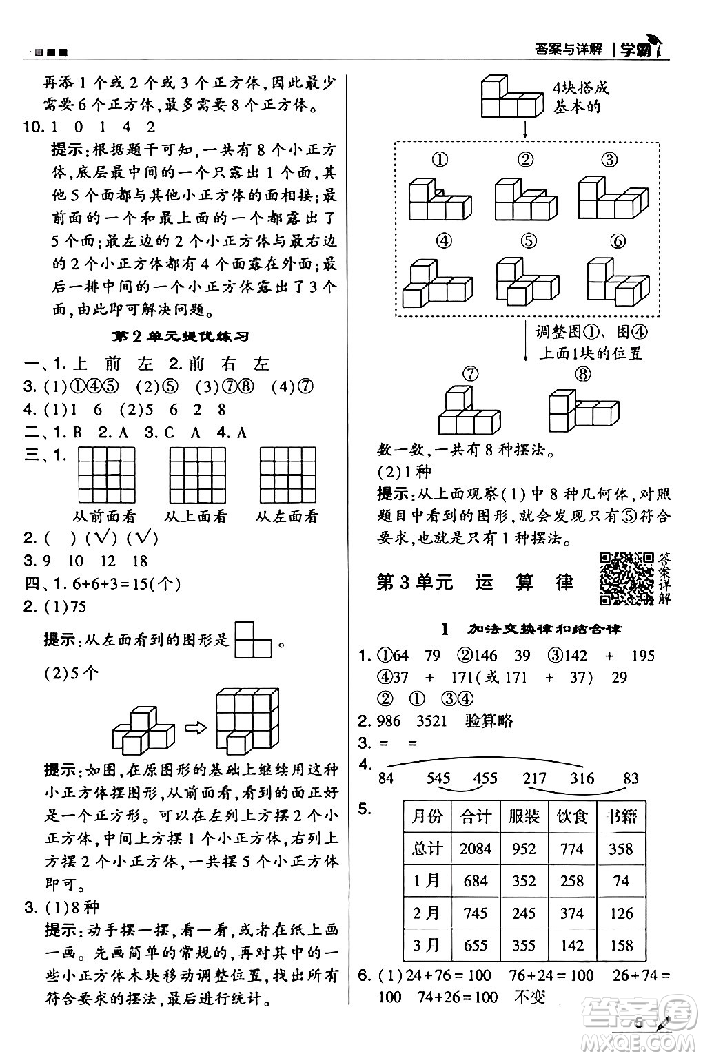 甘肅少年兒童出版社2024年春5星學(xué)霸四年級(jí)數(shù)學(xué)下冊(cè)人教版答案
