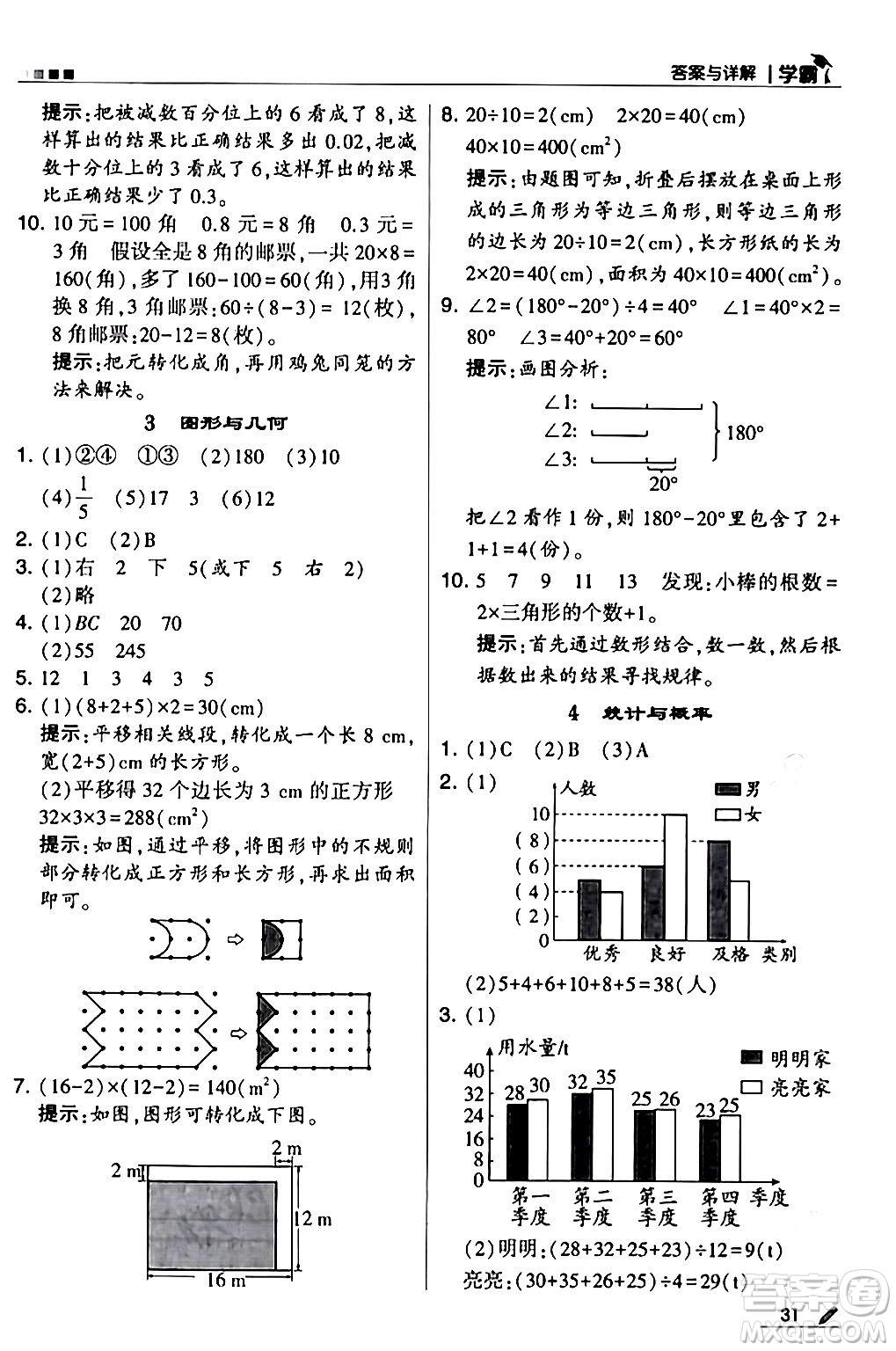 甘肅少年兒童出版社2024年春5星學(xué)霸四年級(jí)數(shù)學(xué)下冊(cè)人教版答案