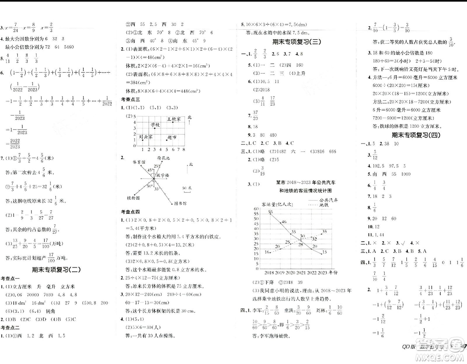 新疆青少年出版社2024年春海淀單元測試AB卷五年級數(shù)學下冊青島版答案