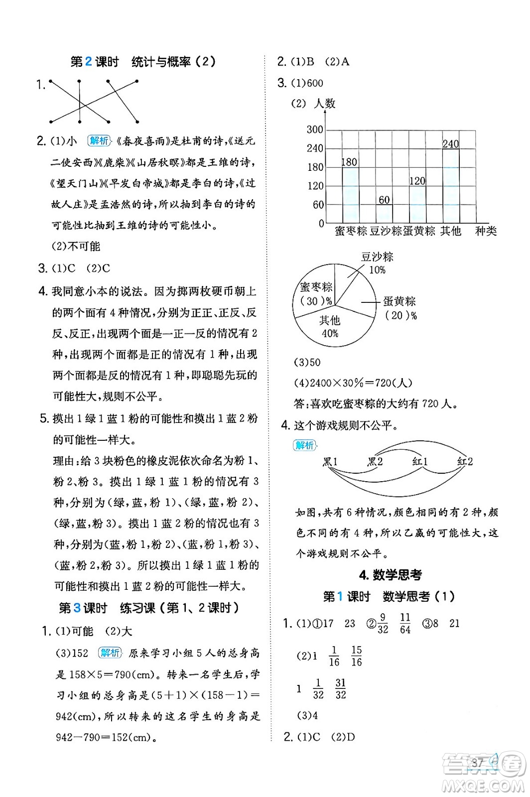 湖南教育出版社2024年春一本同步訓(xùn)練六年級數(shù)學(xué)下冊人教版福建專版答案