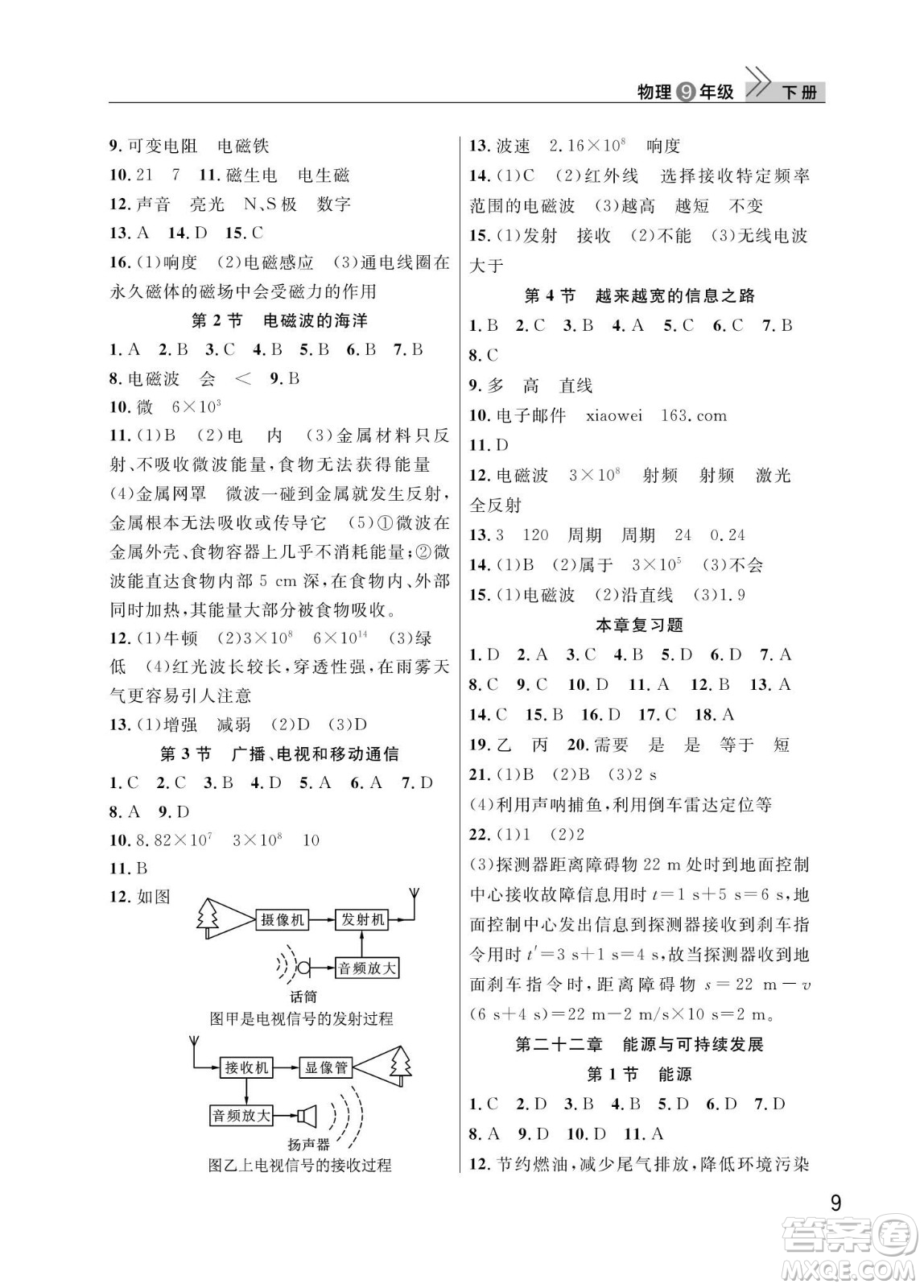 武漢出版社2024年春智慧學習天天向上課堂作業(yè)九年級物理下冊人教版答案