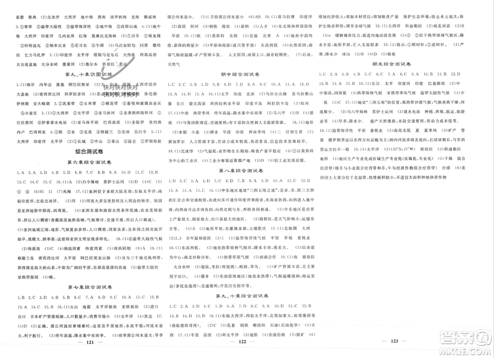 中華地圖學(xué)社2024年春名校課堂內(nèi)外七年級(jí)地理下冊(cè)人教版參考答案