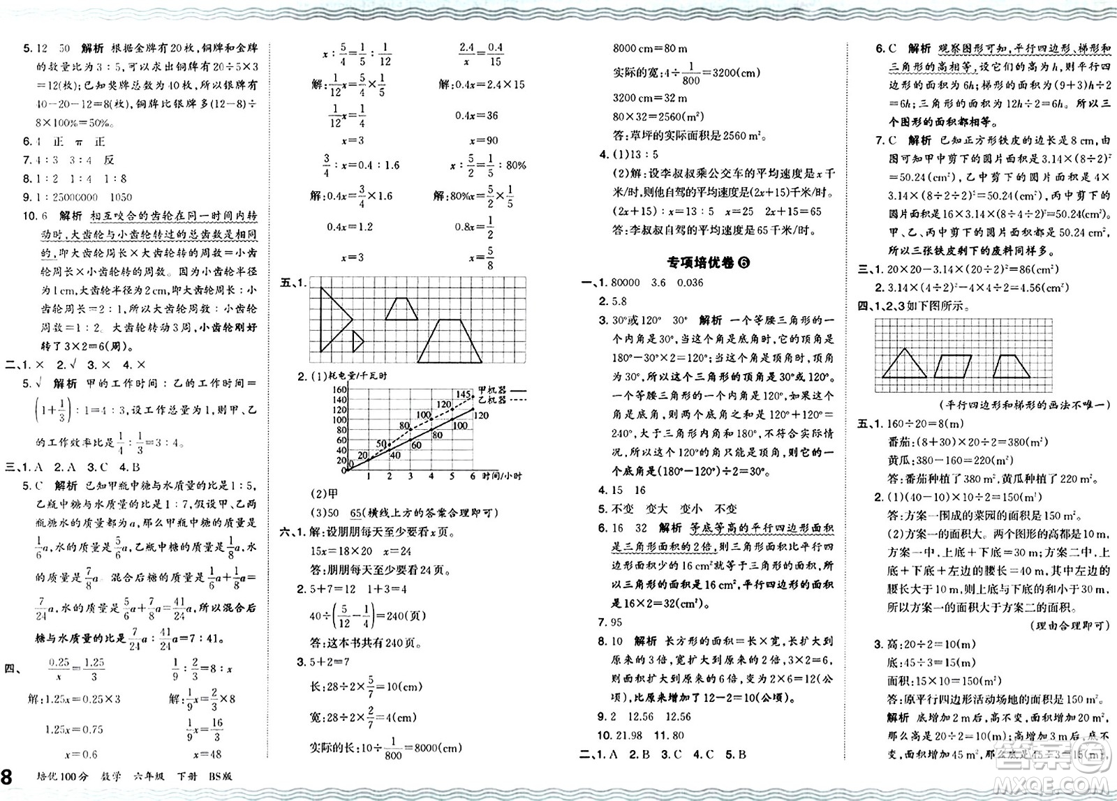 江西人民出版社2024年春王朝霞培優(yōu)100分六年級(jí)數(shù)學(xué)下冊(cè)北師大版答案