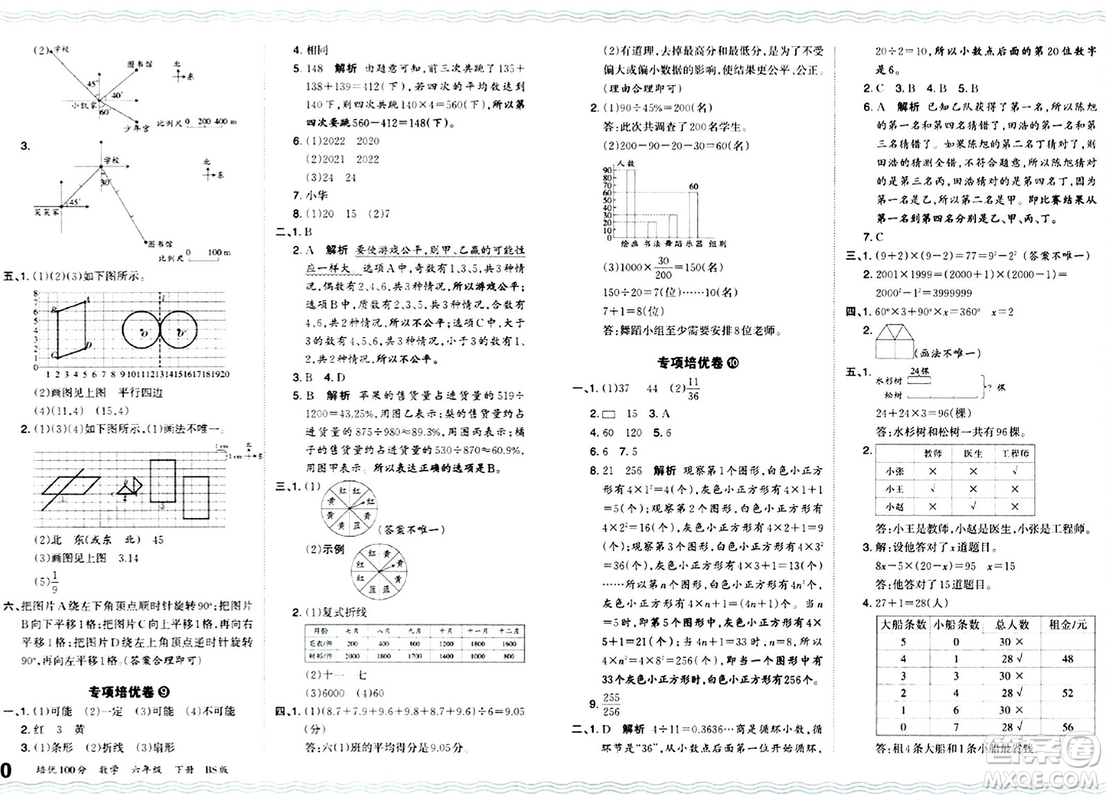 江西人民出版社2024年春王朝霞培優(yōu)100分六年級(jí)數(shù)學(xué)下冊(cè)北師大版答案