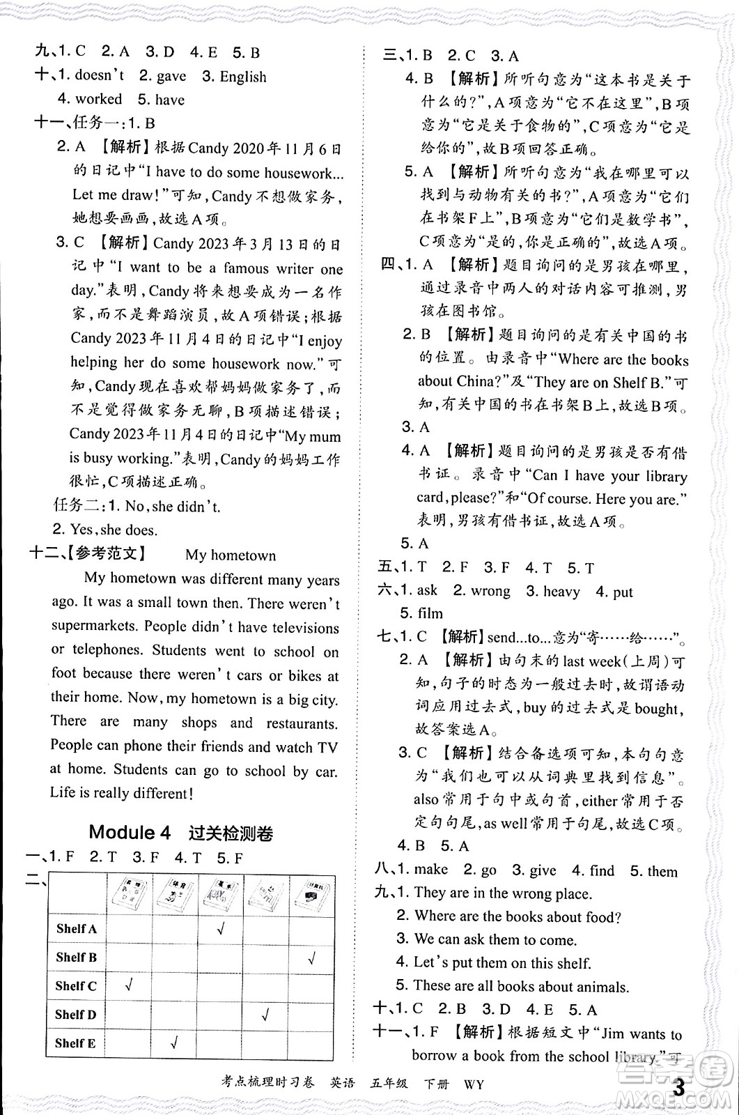 江西人民出版社2024年春王朝霞考點梳理時習(xí)卷五年級英語下冊外研版答案