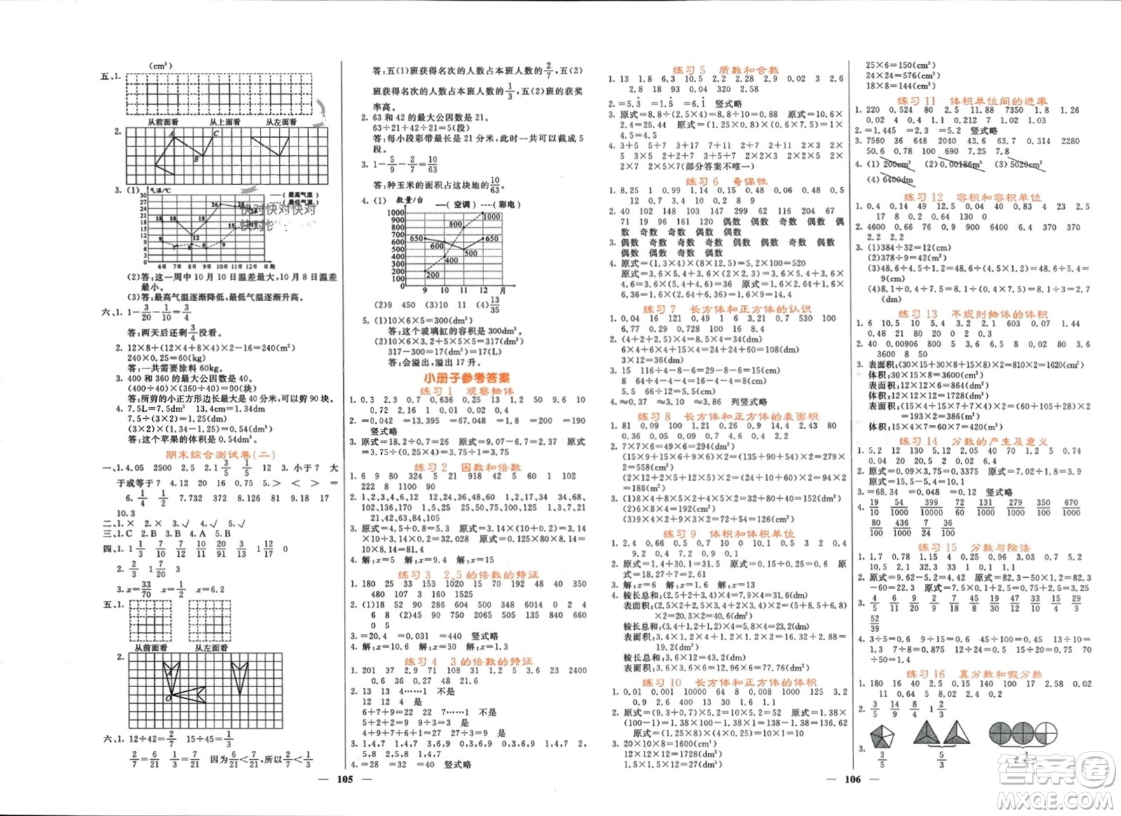 長(zhǎng)江少年兒童出版社2024年春名校課堂內(nèi)外五年級(jí)數(shù)學(xué)下冊(cè)人教版參考答案