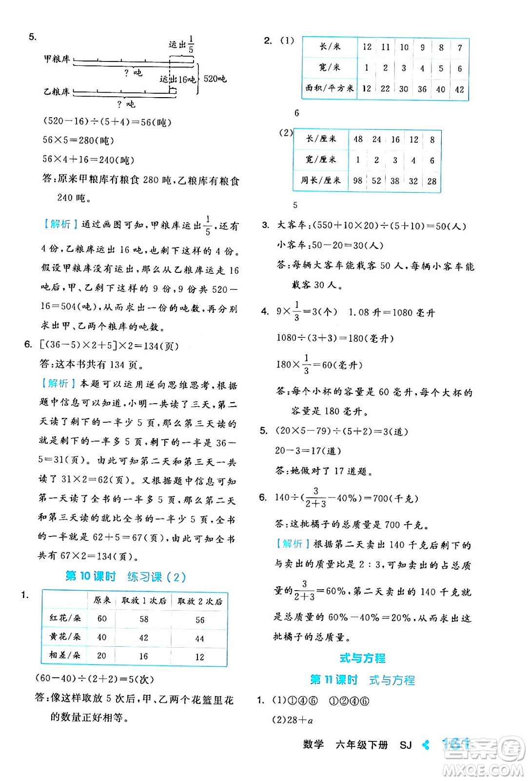 開明出版社2024年春全品學(xué)練考六年級(jí)數(shù)學(xué)下冊蘇教版答案