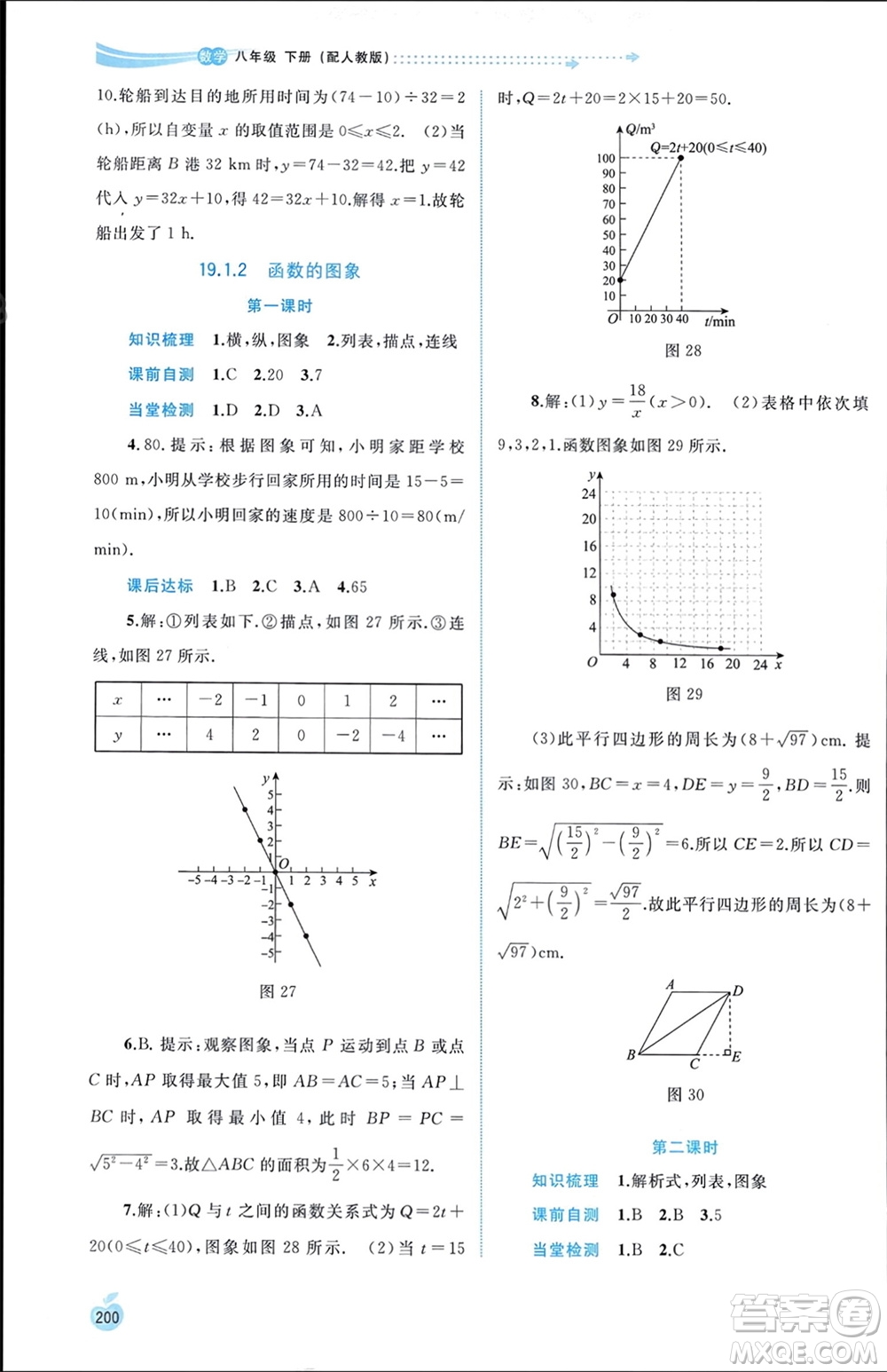 廣西師范大學出版社2024年春新課程學習與測評同步學習八年級數學下冊人教版參考答案