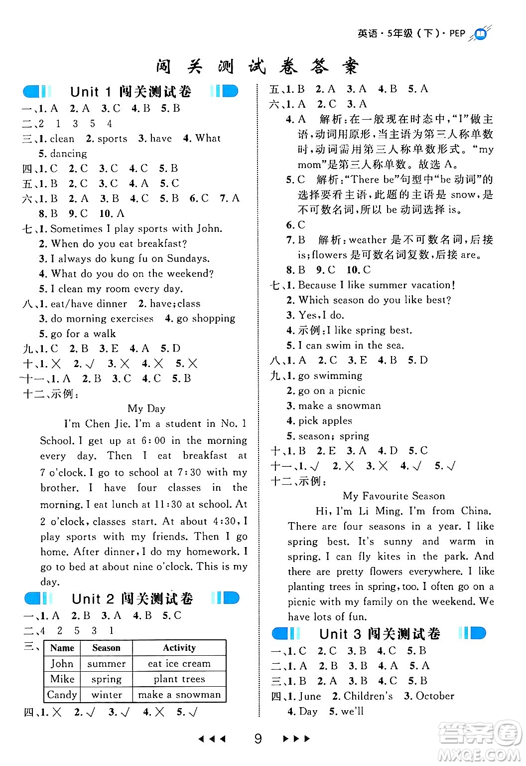 延邊大學(xué)出版社2024年春細(xì)解巧練五年級(jí)英語(yǔ)下冊(cè)人教PEP版答案