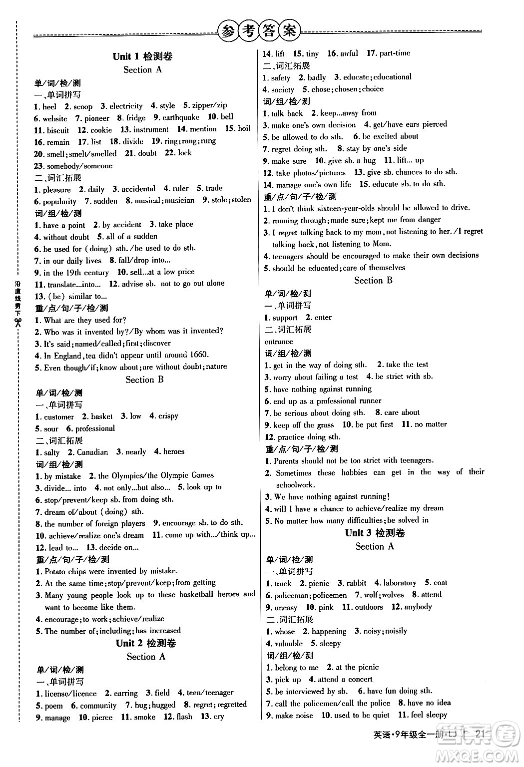 延邊大學(xué)出版社2024年春細(xì)解巧練九年級(jí)英語(yǔ)下冊(cè)魯教版答案