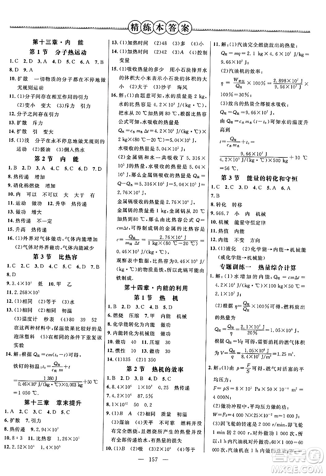 延邊大學(xué)出版社2024年春細解巧練九年級物理下冊人教版答案