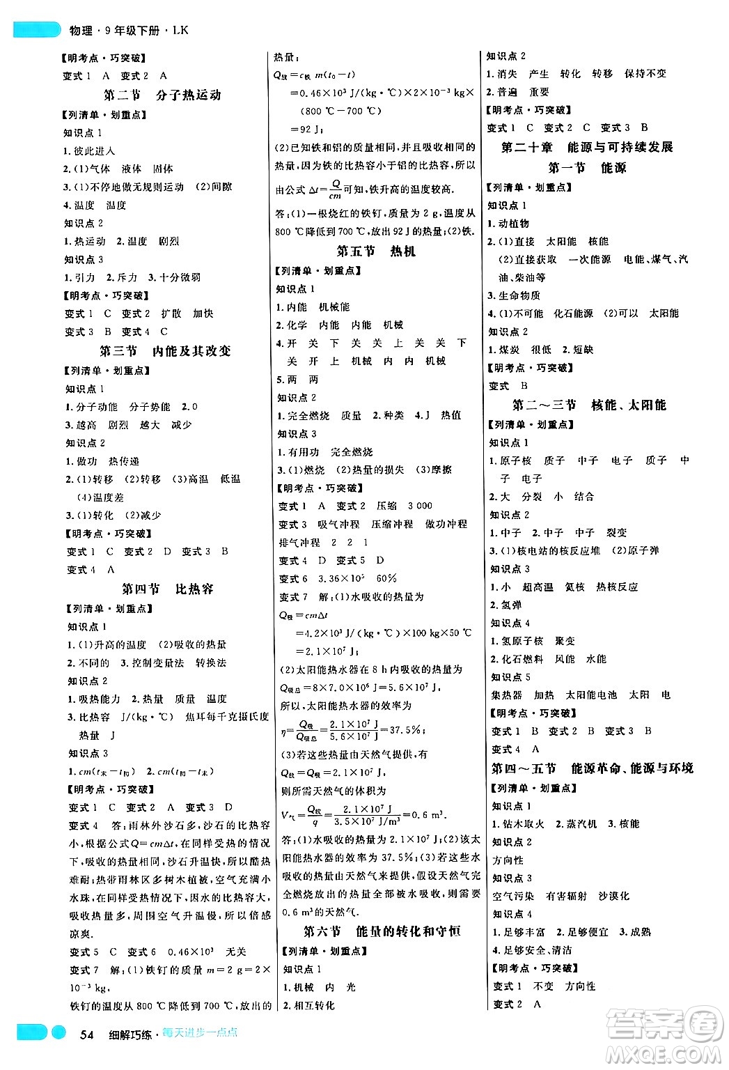 延邊大學(xué)出版社2024年春細解巧練九年級物理下冊魯科版答案