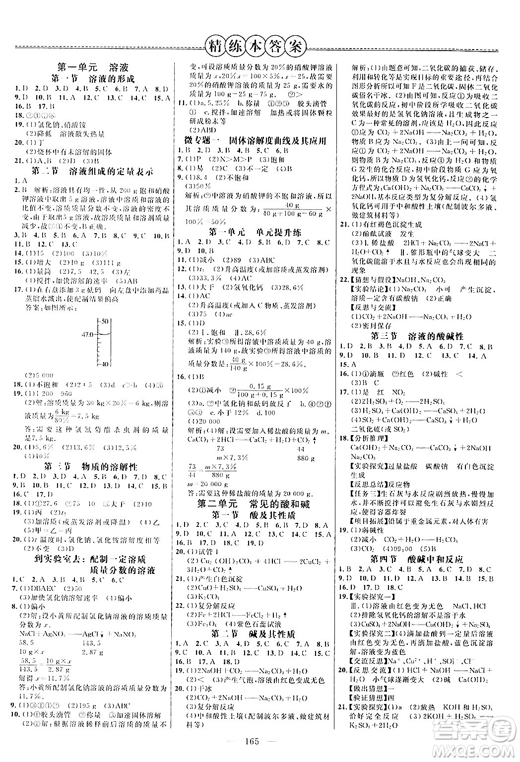 延邊大學(xué)出版社2024年春細(xì)解巧練九年級化學(xué)下冊魯教版答案