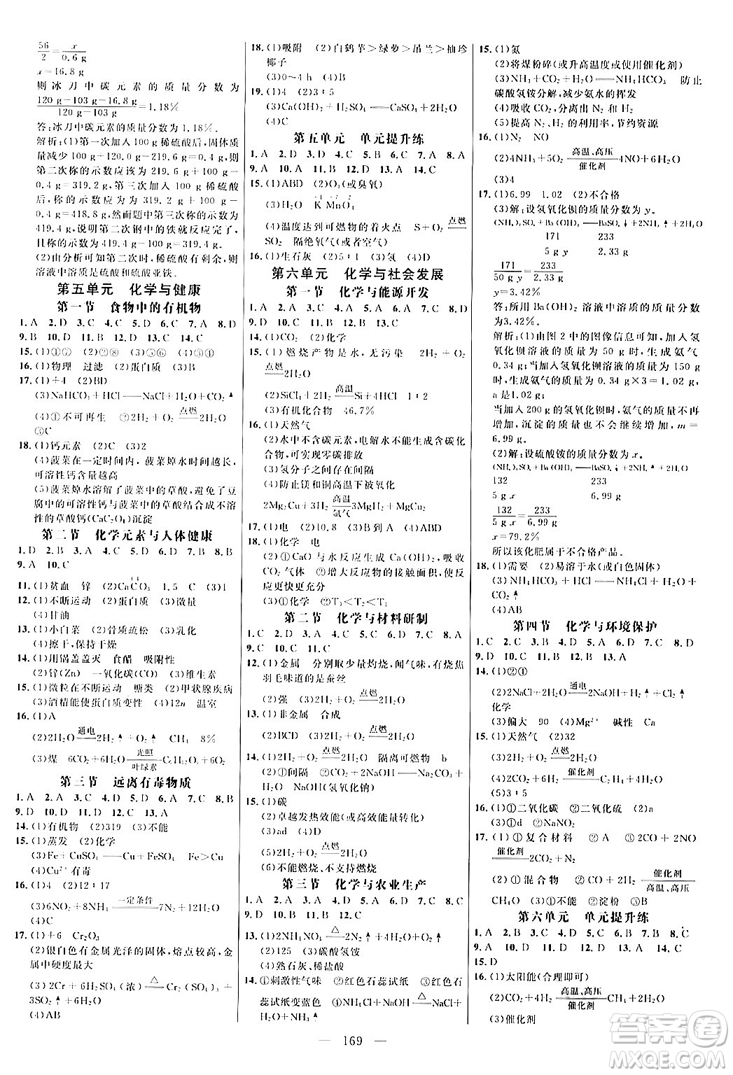 延邊大學(xué)出版社2024年春細(xì)解巧練九年級化學(xué)下冊魯教版答案