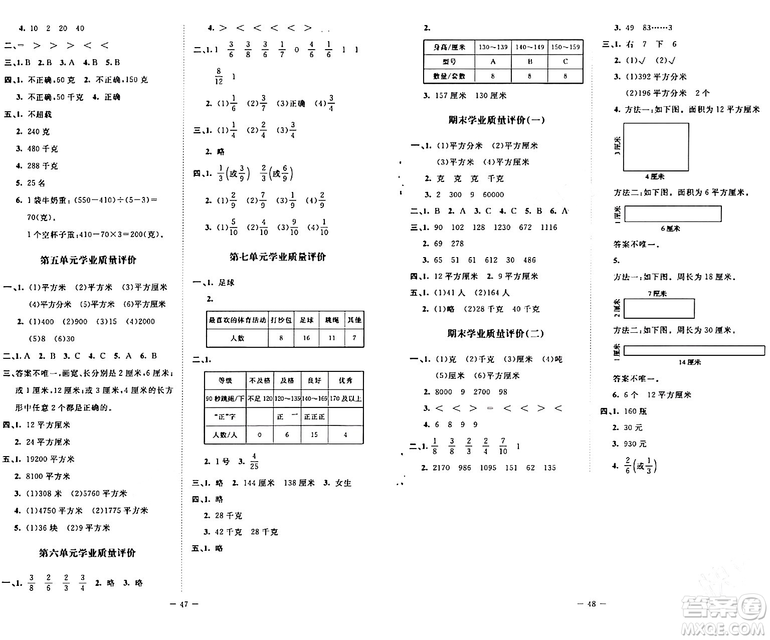 北京師范大學(xué)出版社2024年春新課標(biāo)同步單元練習(xí)三年級(jí)數(shù)學(xué)下冊(cè)北師大版答案