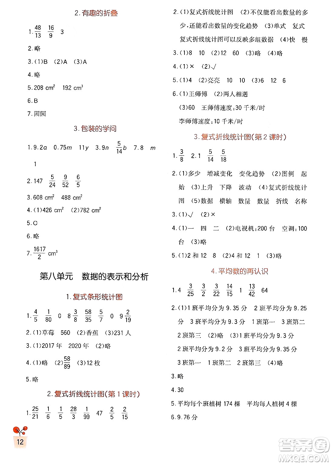 四川教育出版社2024年春新課標(biāo)小學(xué)生學(xué)習(xí)實(shí)踐園地五年級(jí)數(shù)學(xué)下冊(cè)北師大版答案