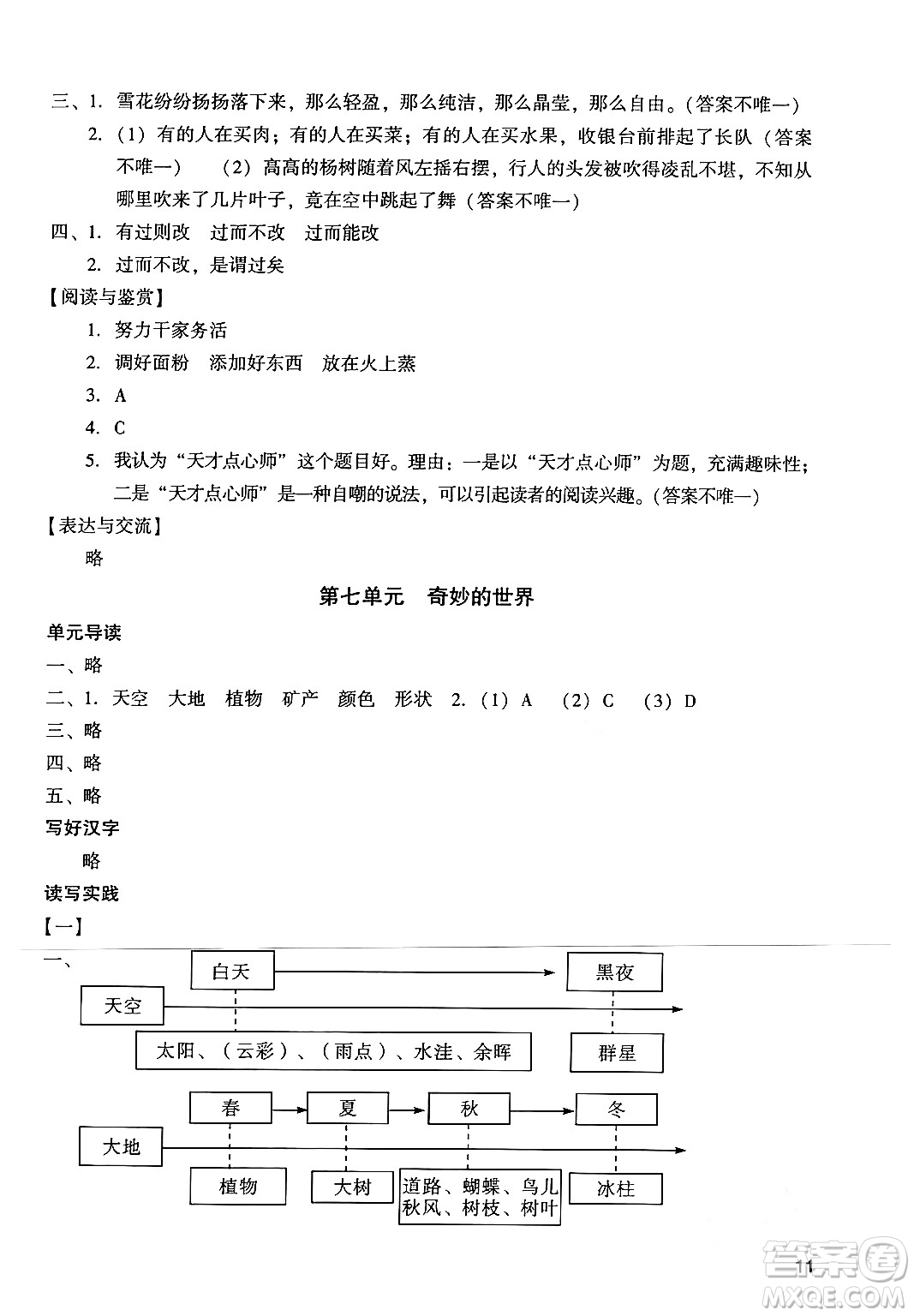 廣州出版社2024年春陽光學(xué)業(yè)評(píng)價(jià)三年級(jí)語文下冊(cè)人教版答案