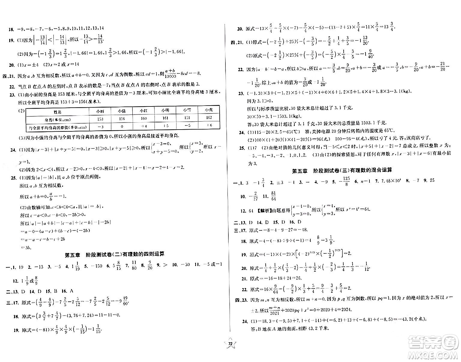 安徽人民出版社2024年春一卷搞定六年級(jí)數(shù)學(xué)下冊上海專版答案