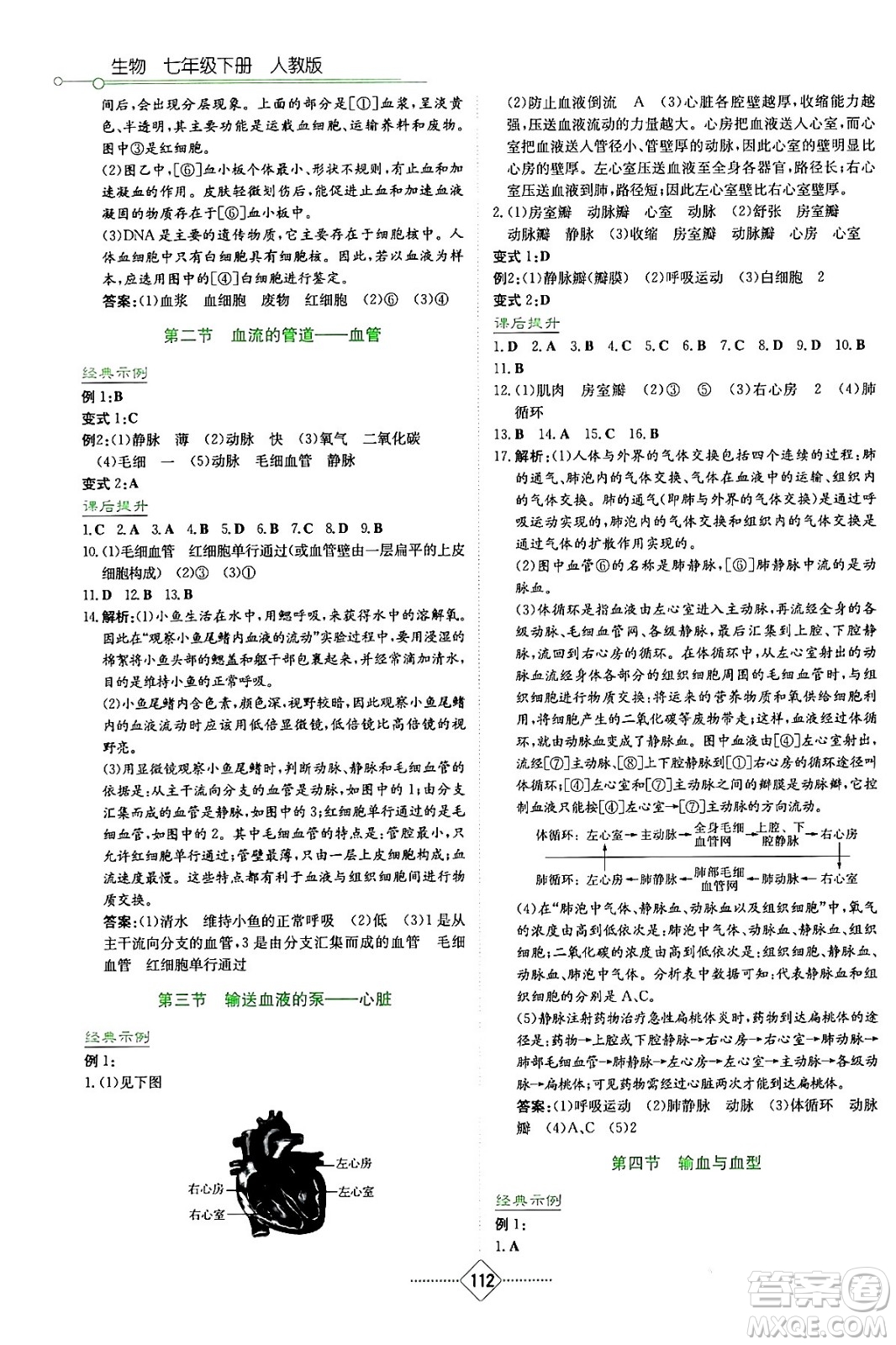 湖南教育出版社2024年春學(xué)法大視野七年級生物下冊人教版答案