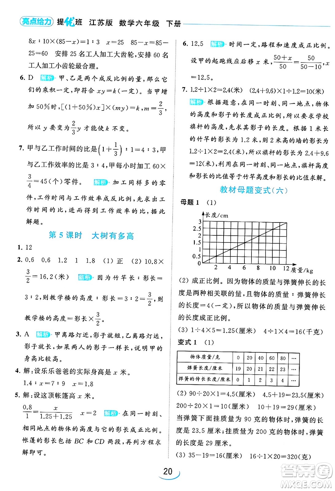 北京教育出版社2024年春亮點給力提優(yōu)班六年級數(shù)學下冊江蘇版答案