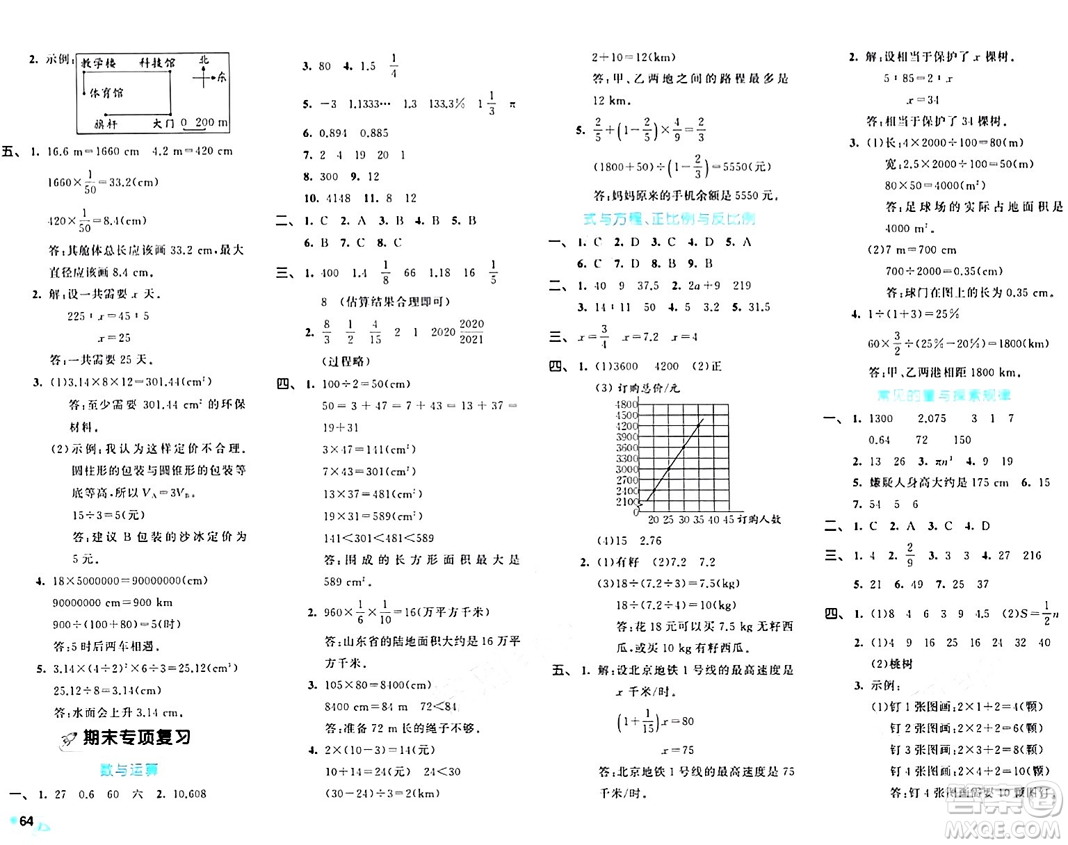 西安出版社2024年春53全優(yōu)卷六年級(jí)數(shù)學(xué)下冊(cè)北師大版答案