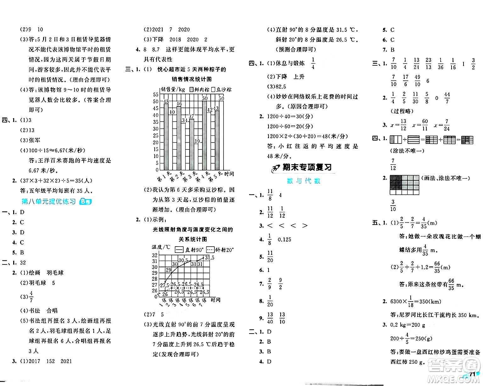 西安出版社2024年春53全優(yōu)卷五年級(jí)數(shù)學(xué)下冊(cè)北師大版答案