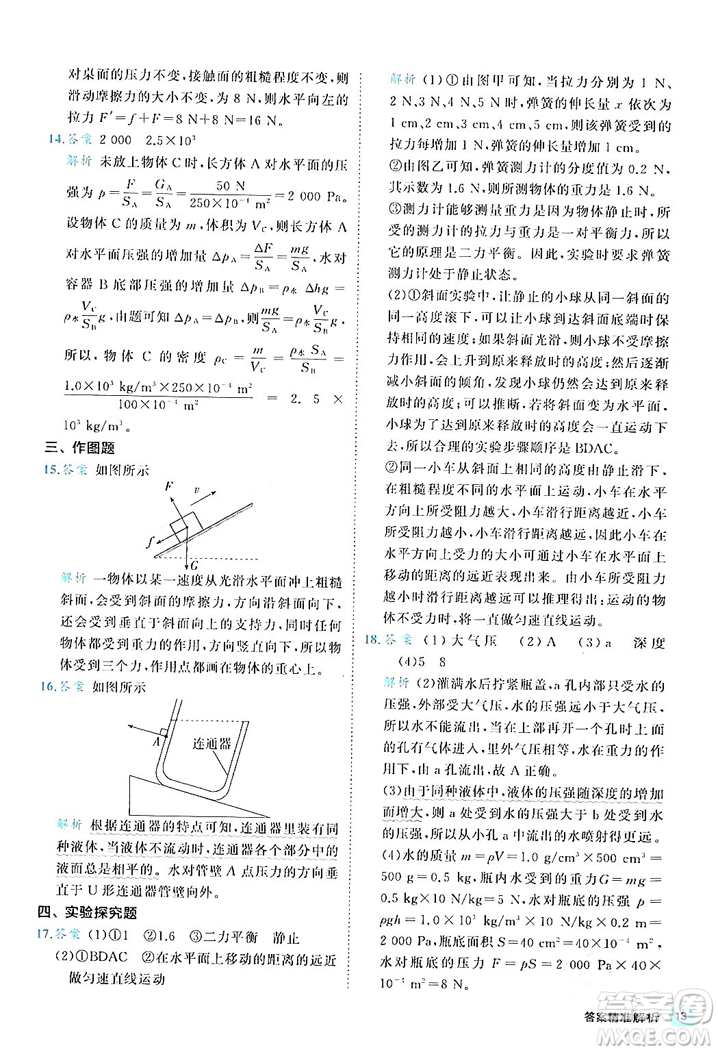 西安出版社2024年春53初中全優(yōu)卷八年級(jí)物理下冊(cè)人教版答案