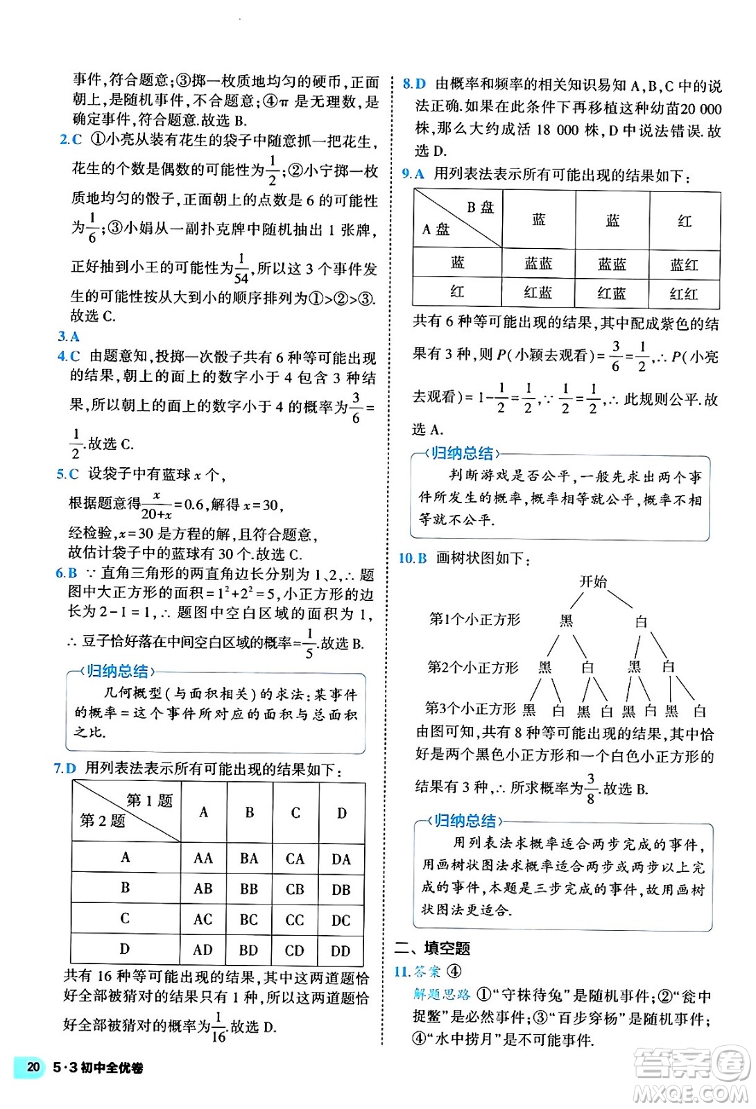 西安出版社2024年春53初中全優(yōu)卷九年級數(shù)學全一冊人教版答案