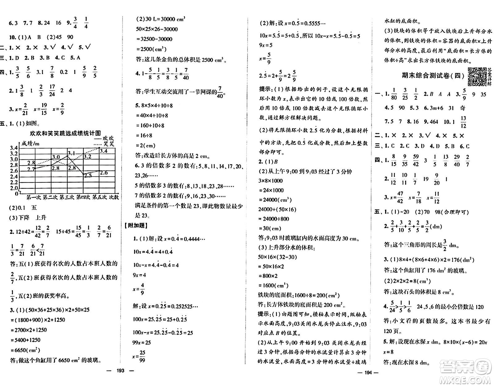 寧夏人民教育出版社2024年春學(xué)霸提優(yōu)大試卷五年級(jí)數(shù)學(xué)下冊(cè)人教版答案