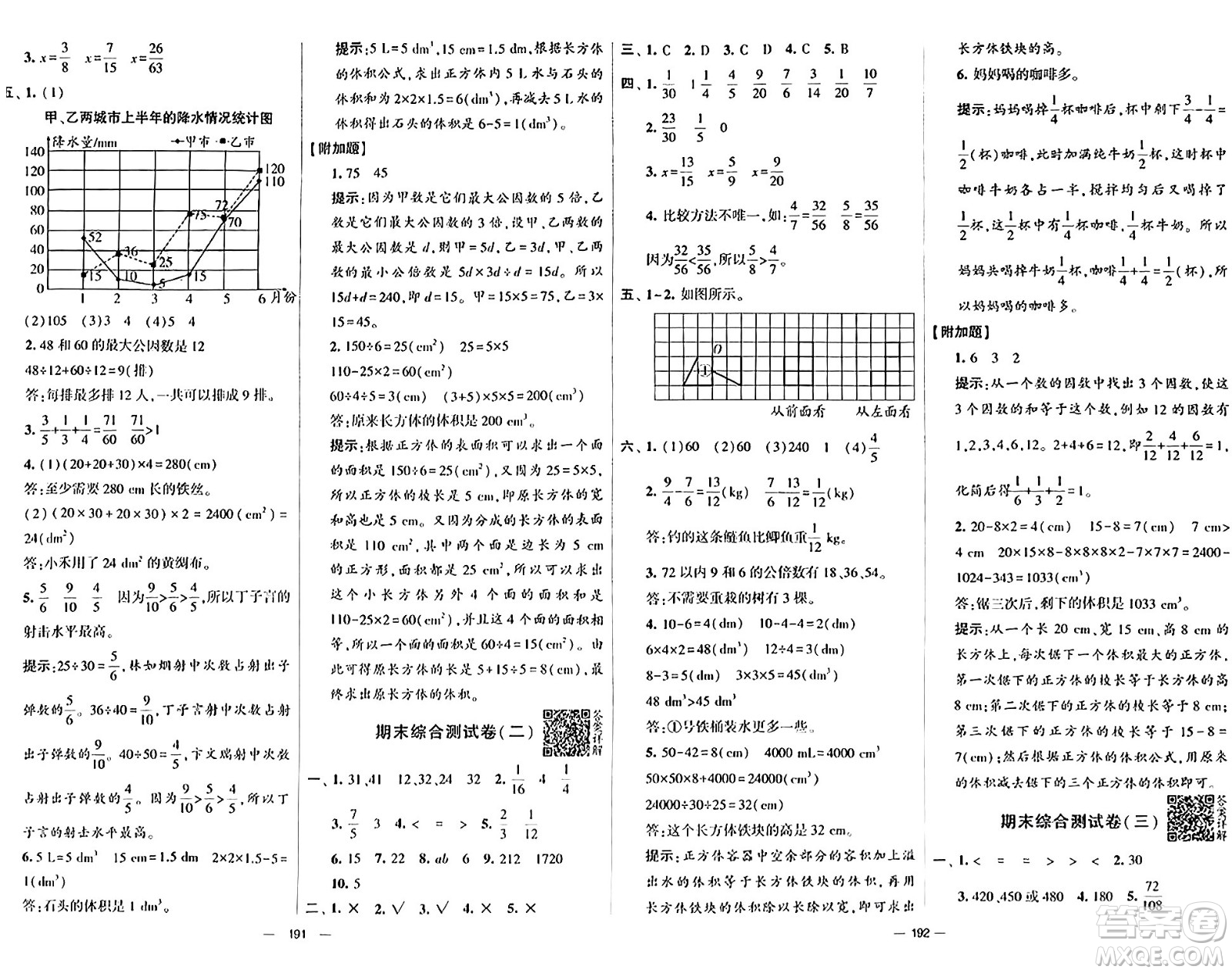 寧夏人民教育出版社2024年春學(xué)霸提優(yōu)大試卷五年級(jí)數(shù)學(xué)下冊(cè)人教版答案
