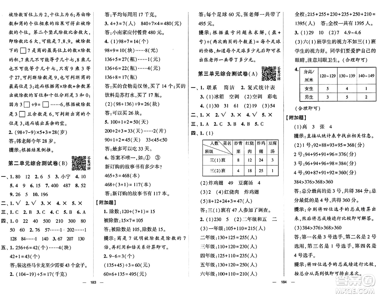 寧夏人民教育出版社2024年春學霸提優(yōu)大試卷三年級數(shù)學下冊人教版答案