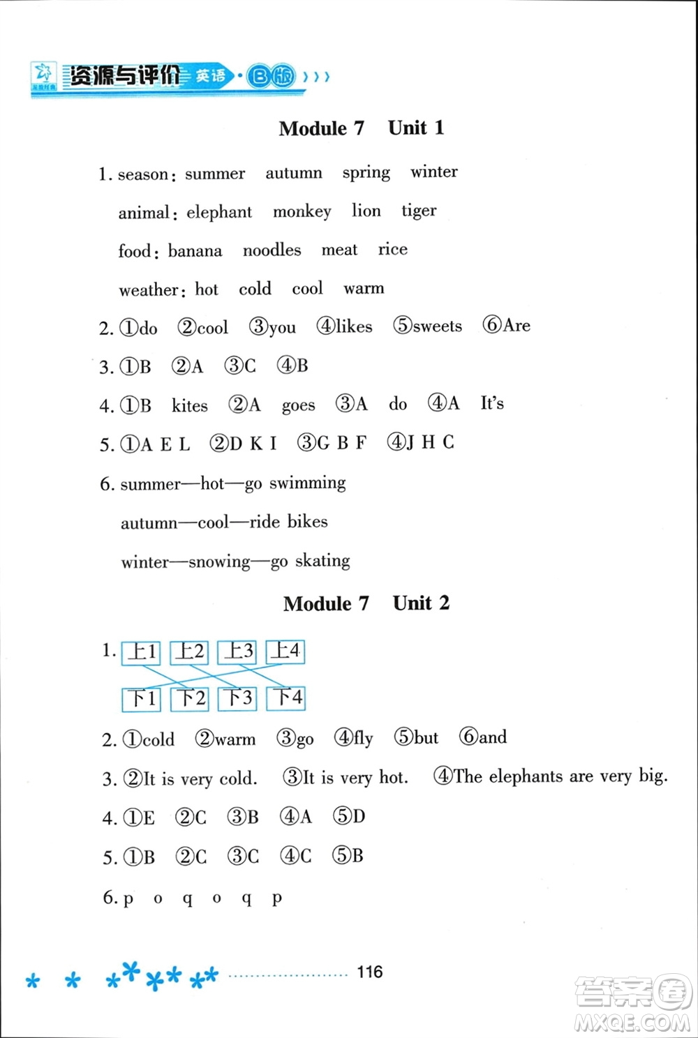 黑龍江教育出版社2024年春資源與評(píng)價(jià)三年級(jí)英語下冊(cè)外研版黑龍江專版參考答案