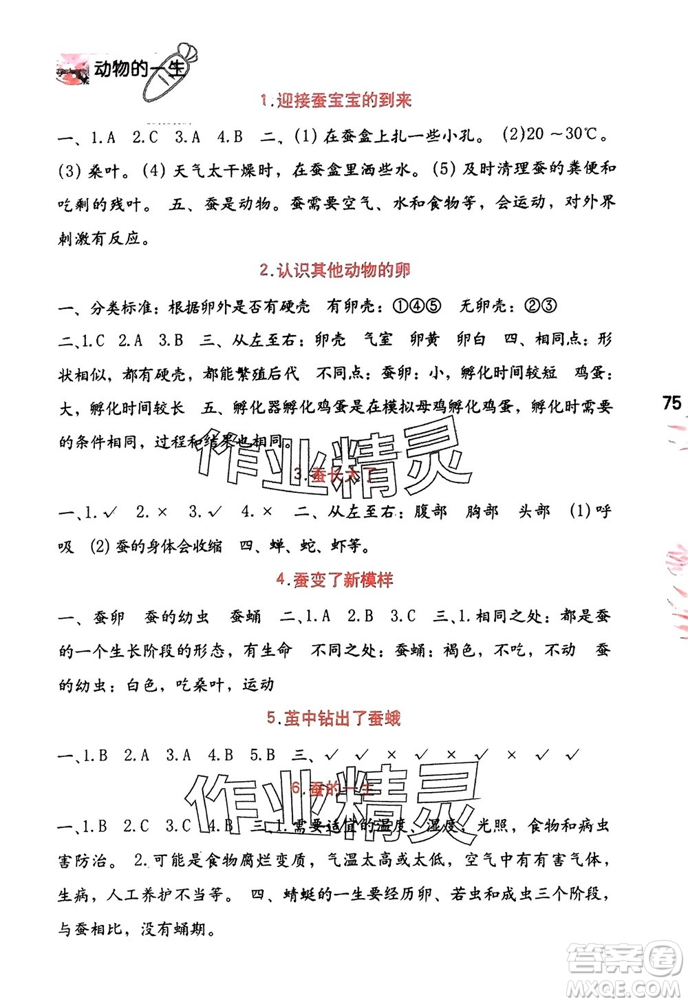 海燕出版社2024年春科學(xué)學(xué)習(xí)與鞏固三年級下冊教科版參考答案