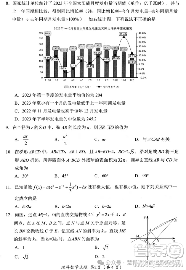 綿陽市高中2021級高三第三次診斷性考試理科數(shù)學(xué)試卷答案