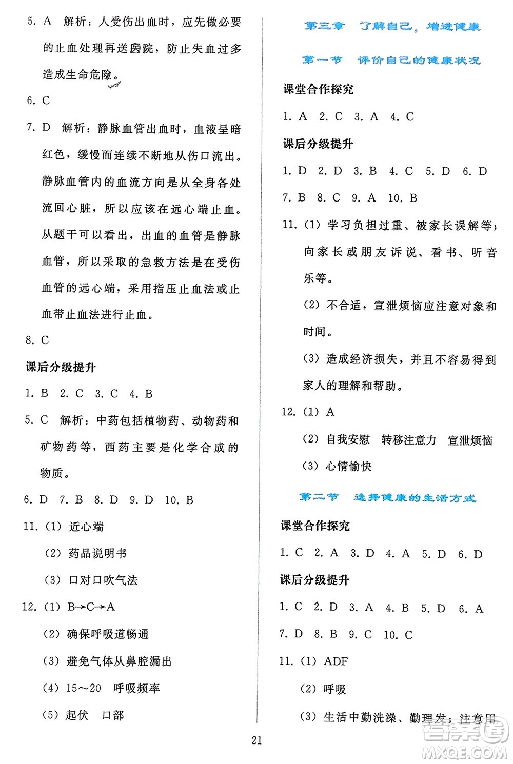人民教育出版社2024年春同步輕松練習(xí)八年級(jí)生物下冊(cè)人教版參考答案
