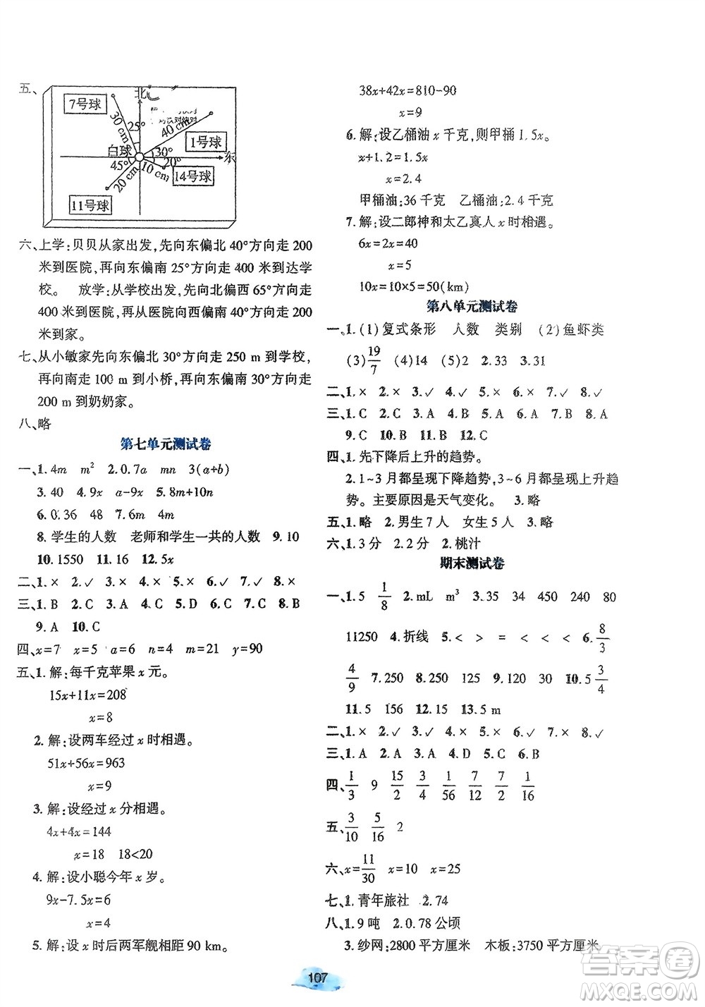 遼寧教育出版社2024年春好課堂堂練五年級數(shù)學下冊北師大版參考答案