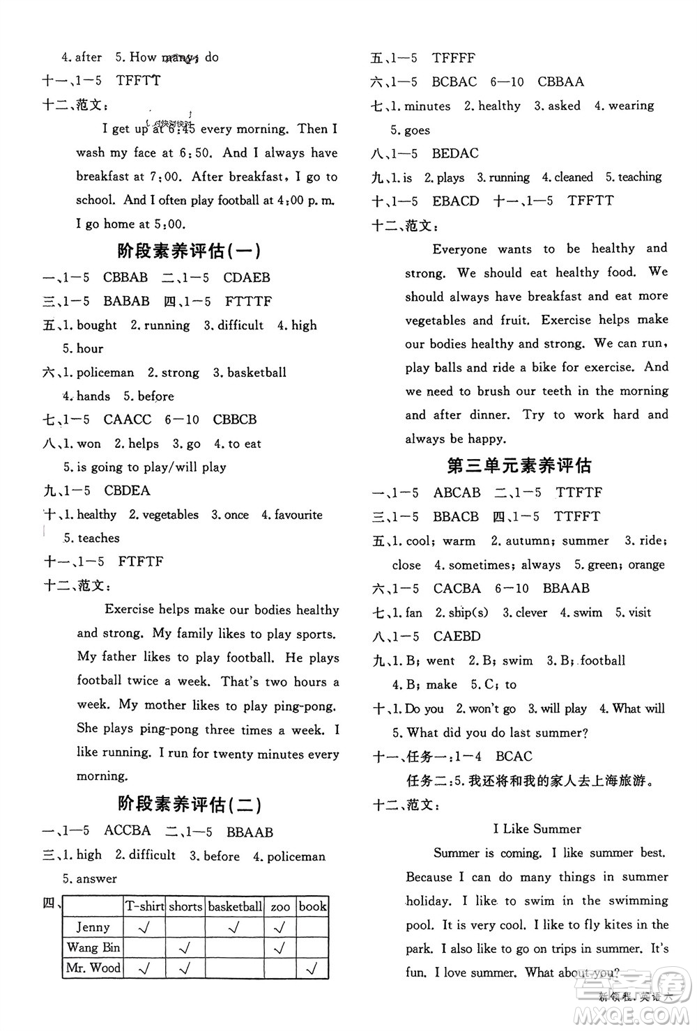 合肥工業(yè)大學(xué)出版社2024年春新領(lǐng)程六年級(jí)英語(yǔ)下冊(cè)冀教版參考答案