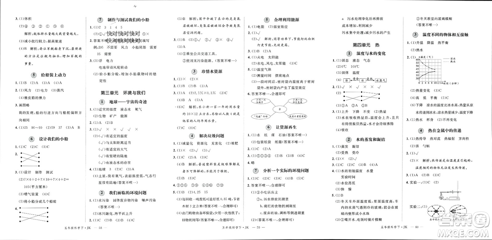 延邊大學(xué)出版社2024年春新領(lǐng)程五年級(jí)科學(xué)下冊(cè)教科版參考答案