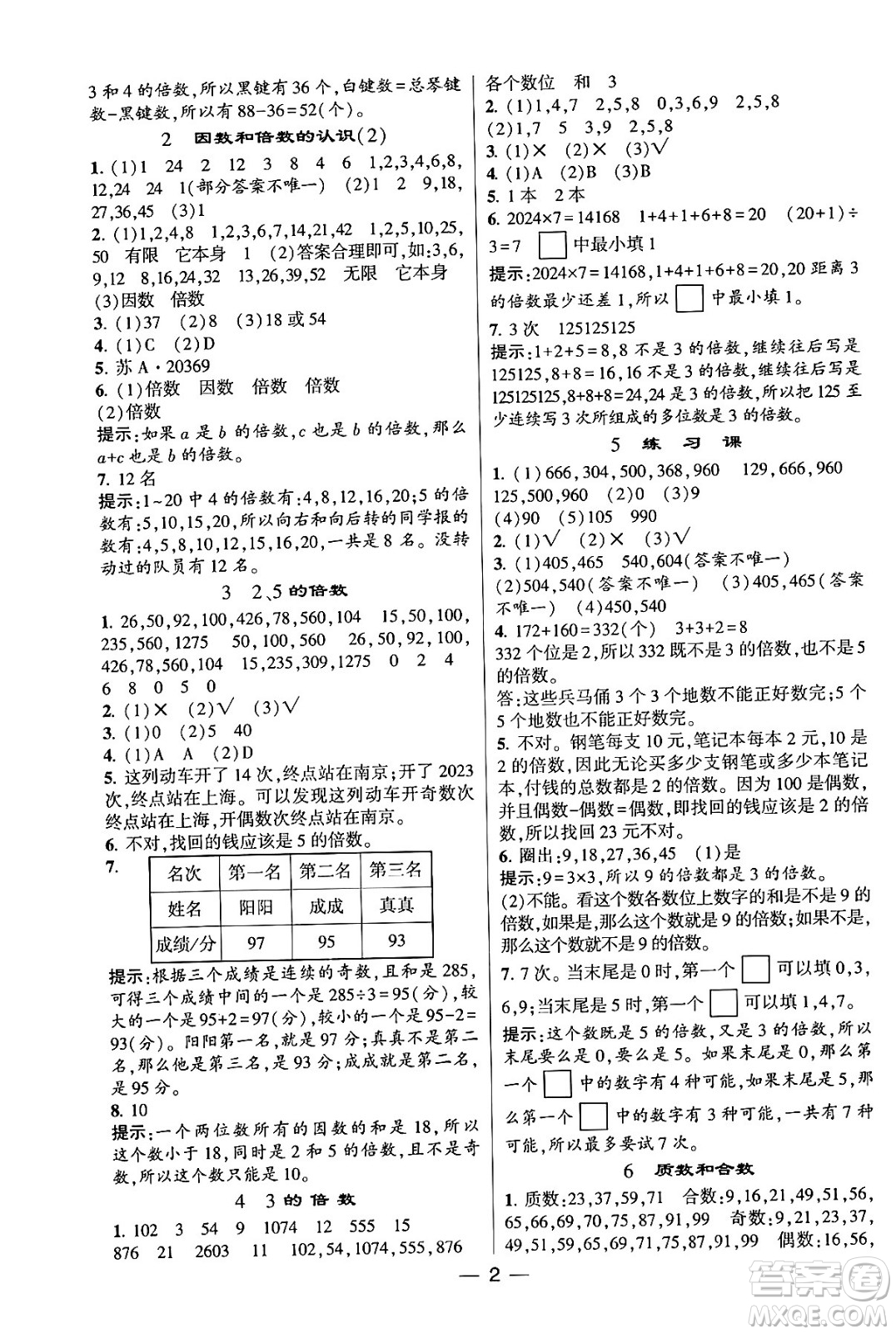 河海大學出版社2024年春經(jīng)綸學霸4星學霸提高班五年級數(shù)學下冊人教版答案