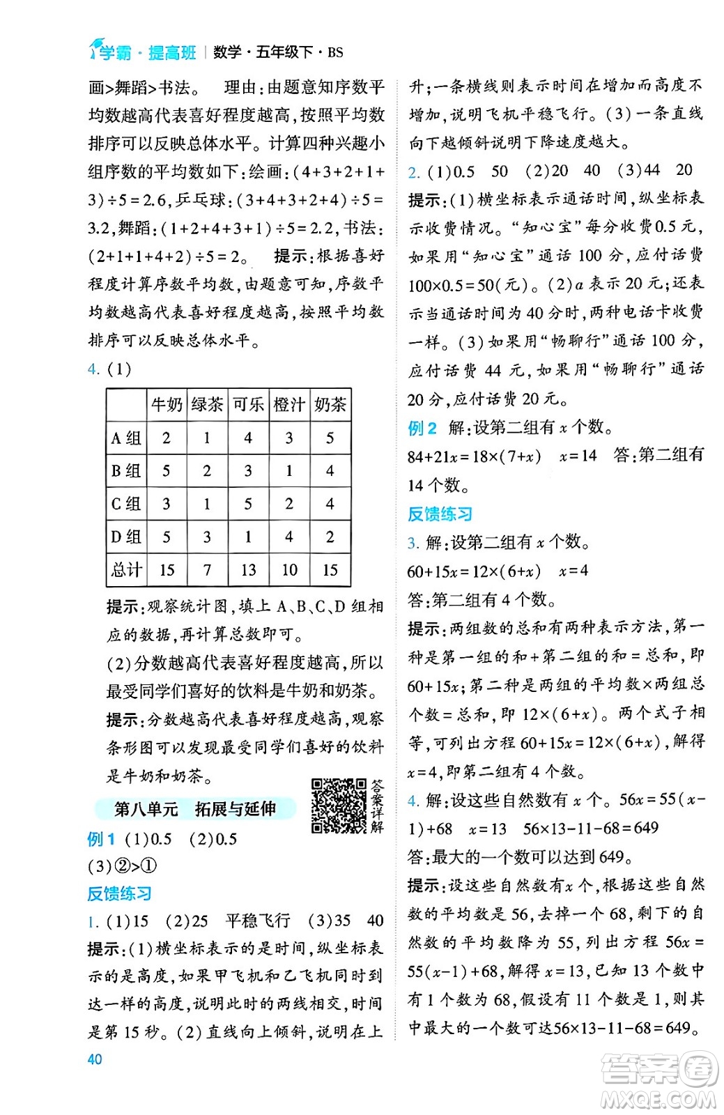 河海大學(xué)出版社2024年春經(jīng)綸學(xué)霸4星學(xué)霸提高班五年級(jí)數(shù)學(xué)下冊(cè)北師大版答案