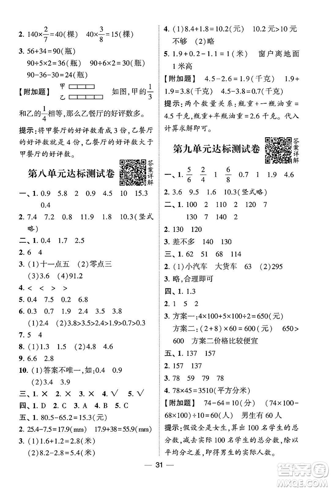 河海大學(xué)出版社2024年春經(jīng)綸學(xué)霸4星學(xué)霸提高班三年級(jí)數(shù)學(xué)下冊(cè)蘇教版答案