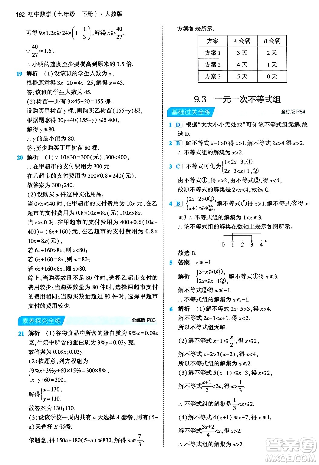 首都師范大學出版社2024年春初中同步5年中考3年模擬七年級數(shù)學下冊人教版答案