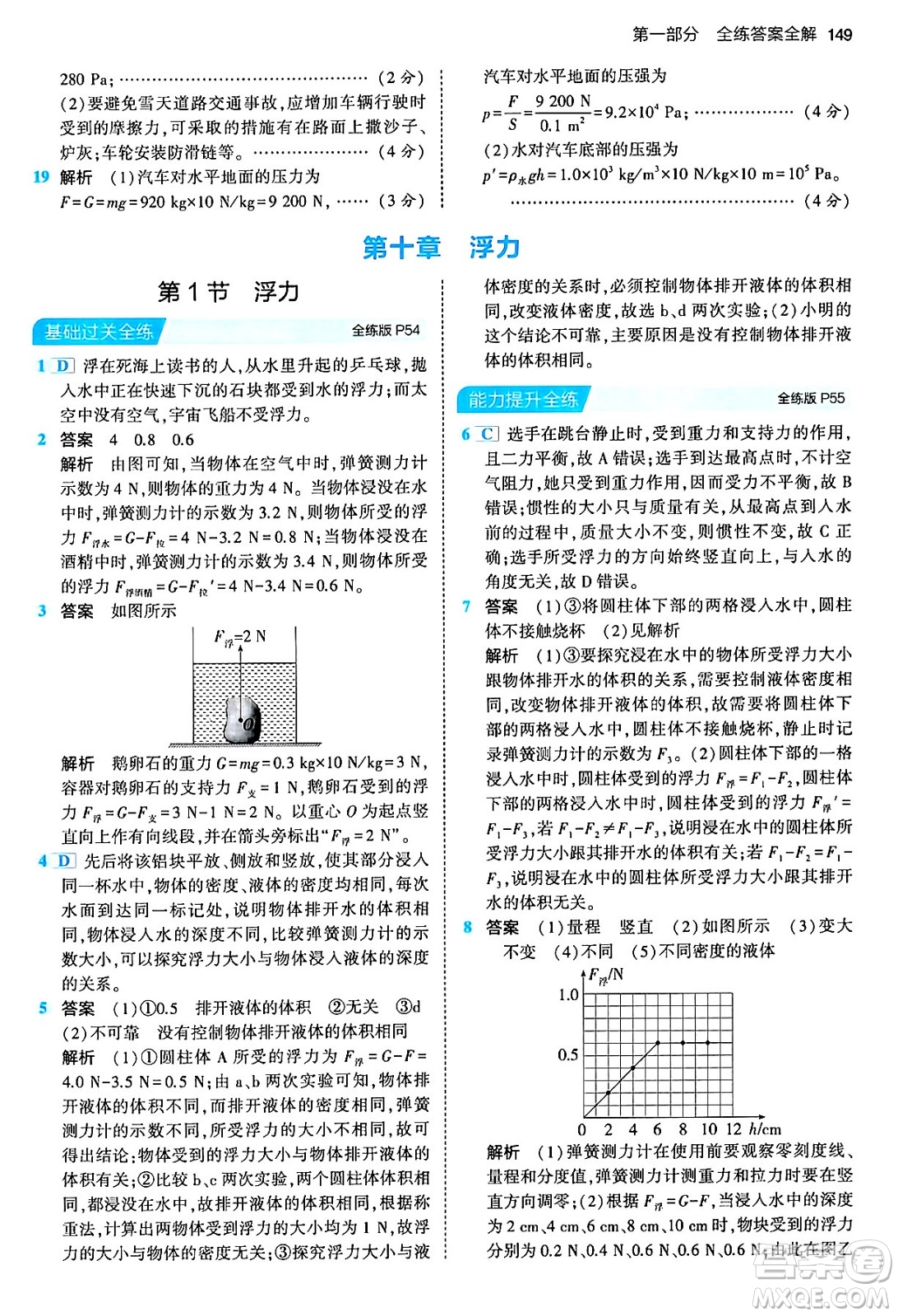 首都師范大學(xué)出版社2024年春初中同步5年中考3年模擬八年級物理下冊人教版答案