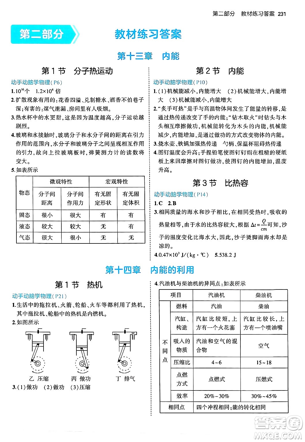 首都師范大學出版社2024年春初中同步5年中考3年模擬九年級物理下冊人教版答案
